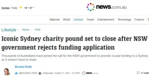 news.com.au article Sydney Charity Pound set to close